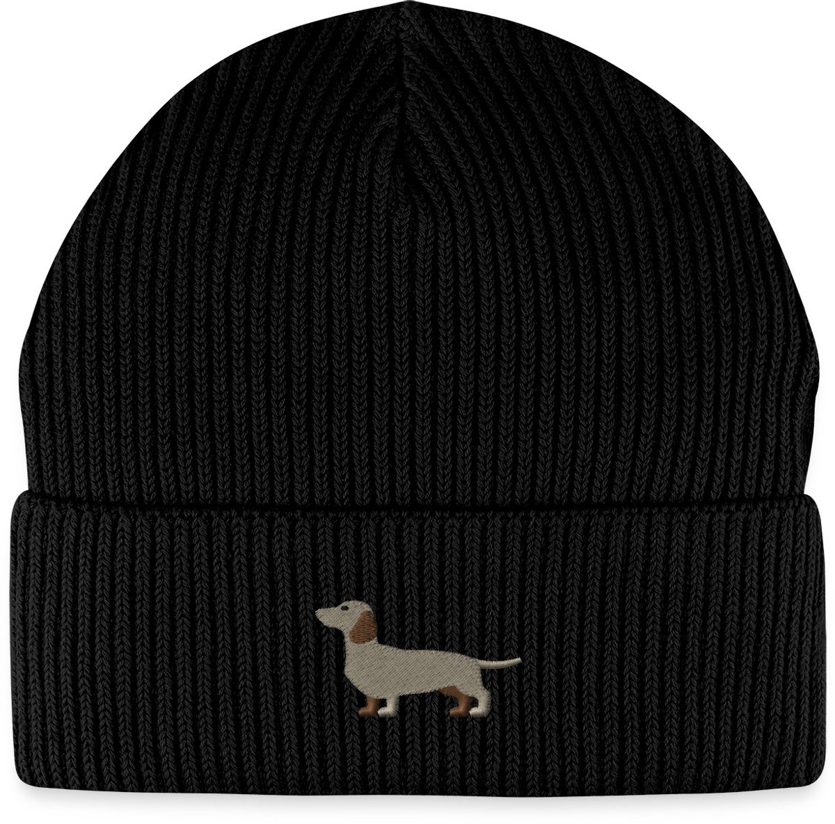 Geborduurde Teckel Uniseks Bio Fisherman Beanie