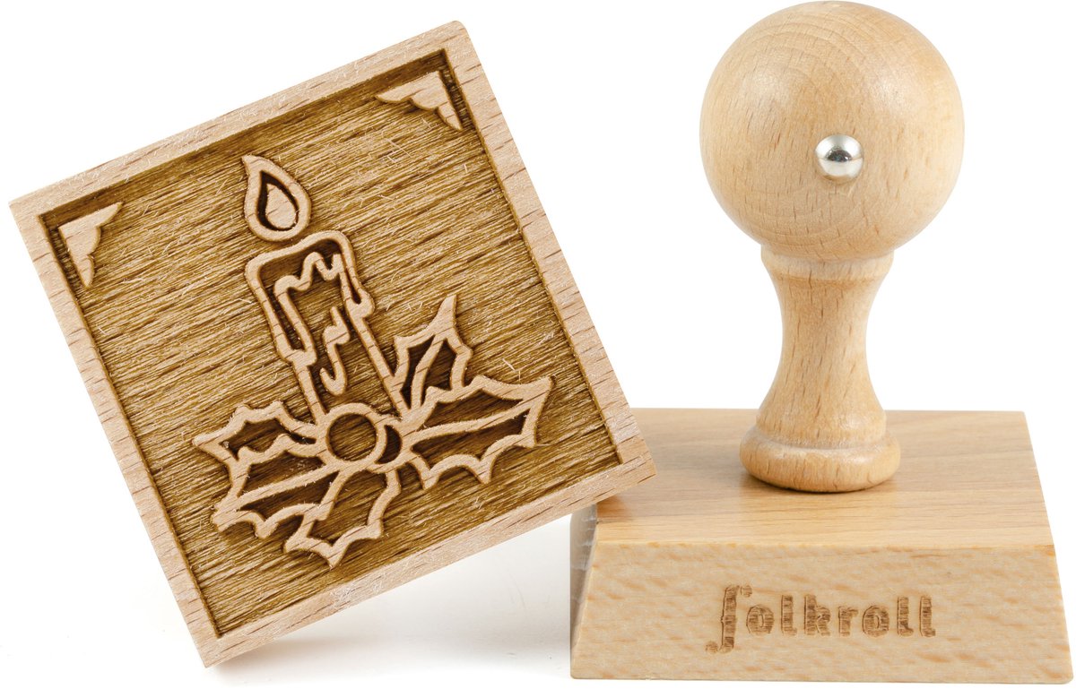 Folkroll motief koekjesstempel adventskaars, 55x55 mm, koekjesstempel, bakstempel, koekje, stempel, beukenhout, 231181