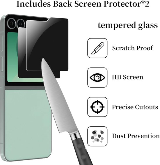 Screenprotector met mes dat door gehard glas snijdt, krasbestendig, HD.