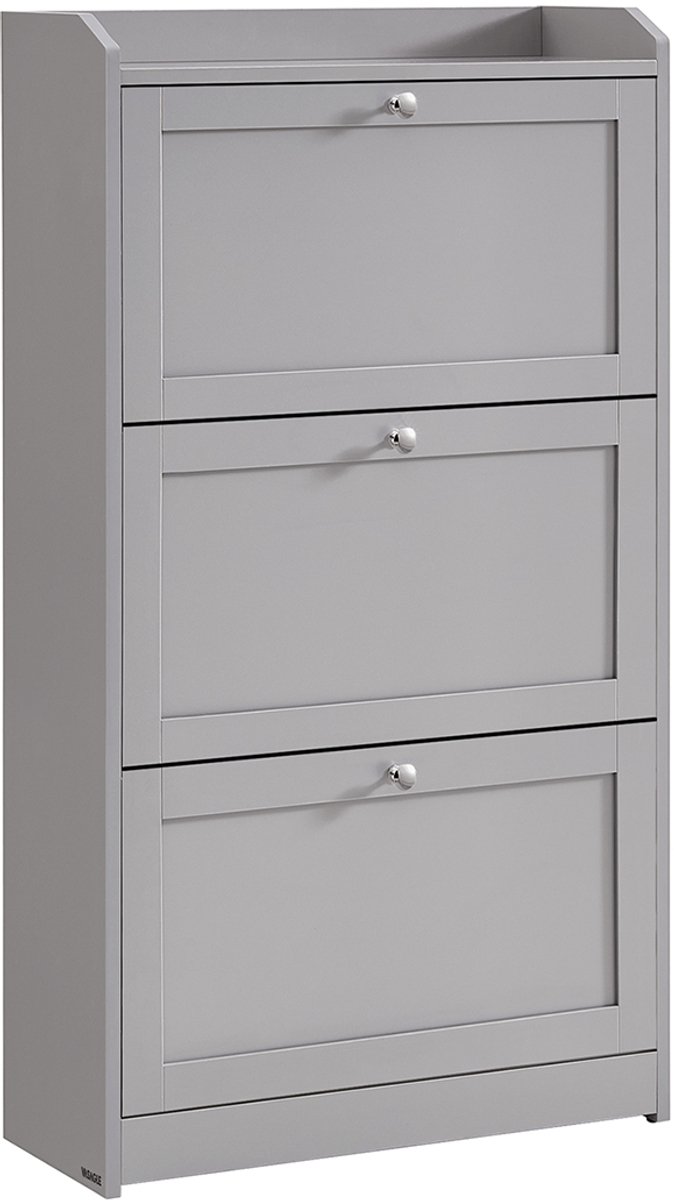 Schoenenkast – Voor maximaal 18 paar schoenen – 24 x 60 x 108 cm – Duifgrijs
