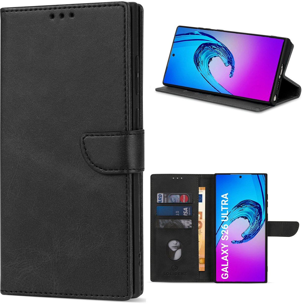 Solidenz hoesje - Geschikt voor Samsung Galaxy S26 Ultra - Bookcase - Zwart
