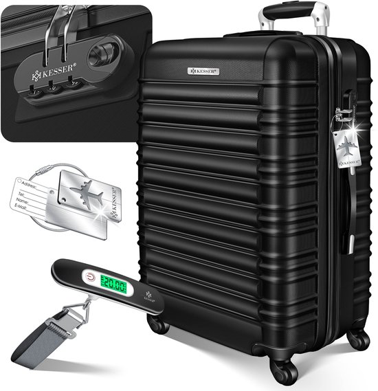 KESSER® 4st. Harde koffer, reiskofferset, trolley koffer, incl. bagageweegschaal bagagelabel rollend kofferslot, 4 wielen ABS, harde schaal telescoopgreep S M L XL KESSER® 4st. Harde koffer, reiskofferset, trolley koffer, incl. bagageweegschaal bagagelabel rollend kofferslot, 4 wielen ABS, harde schaal telescoopgreep S M L XL