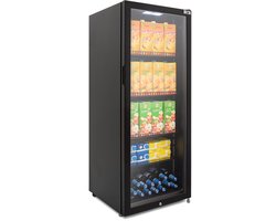 HCB® - Professionele Horeca Glasdeur koelkast - 248 liter - zwart - 230V - Energiezuinige koeling met glazen deur - Flessenkoelkast - Drankenkoelkast - Energielabel C - 56x54x140.7 cm (DxBxH) - 52 kg - Frigo - 5100