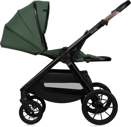 Lionelo Layla 2in1 Kinderwagen XXL Set – Reiswieg & Wandelwagen – Grote All-Terrain Wielen met Vering – XXL Zitje tot 22 kg – Panoramische 3D-Ventilatie – AiryDots Matras – Eenhandige Bediening – UPF50+ – Complete Accessoireset