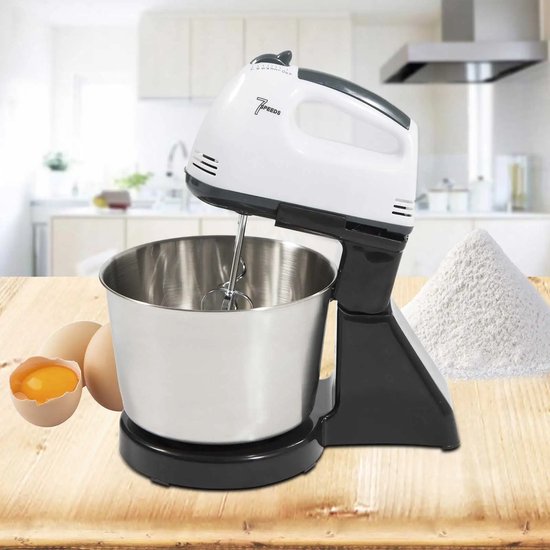 Elektrische Voedselmixer - 7 Snelheidsinstellingen - 1,7L Roterende Mengkom - 100W Keuken Blender - DIY Taart en Deeg Mixer van Merkloos — afbeelding 3