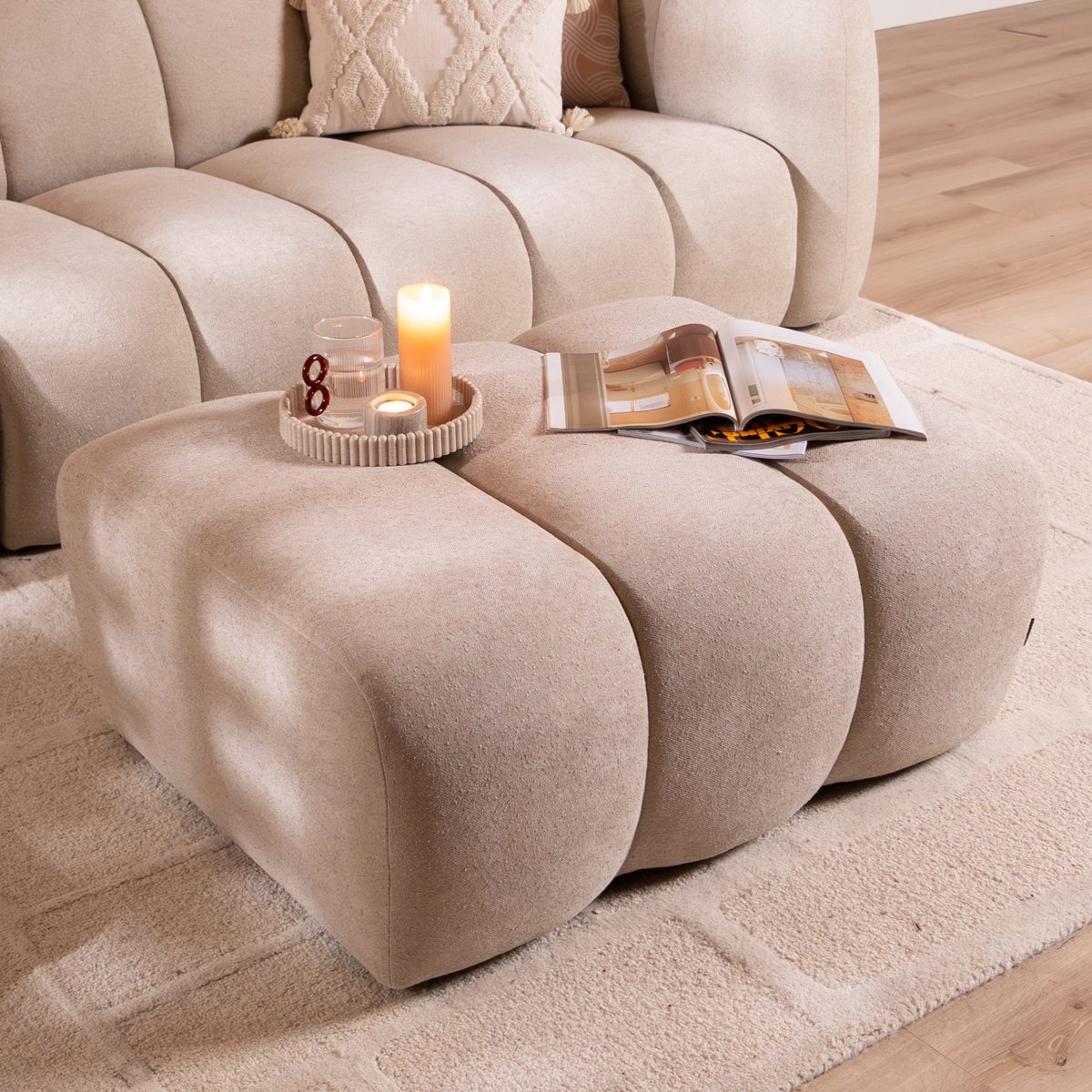 Bronx71® Hocker Luca chenille beige