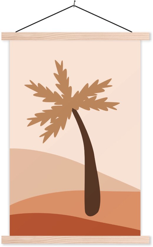 Porte-affiche avec affiche 60x90 cm - Affiche scolaire - Été - Palmier - Pastel - Affiche textile - Lattes vierges