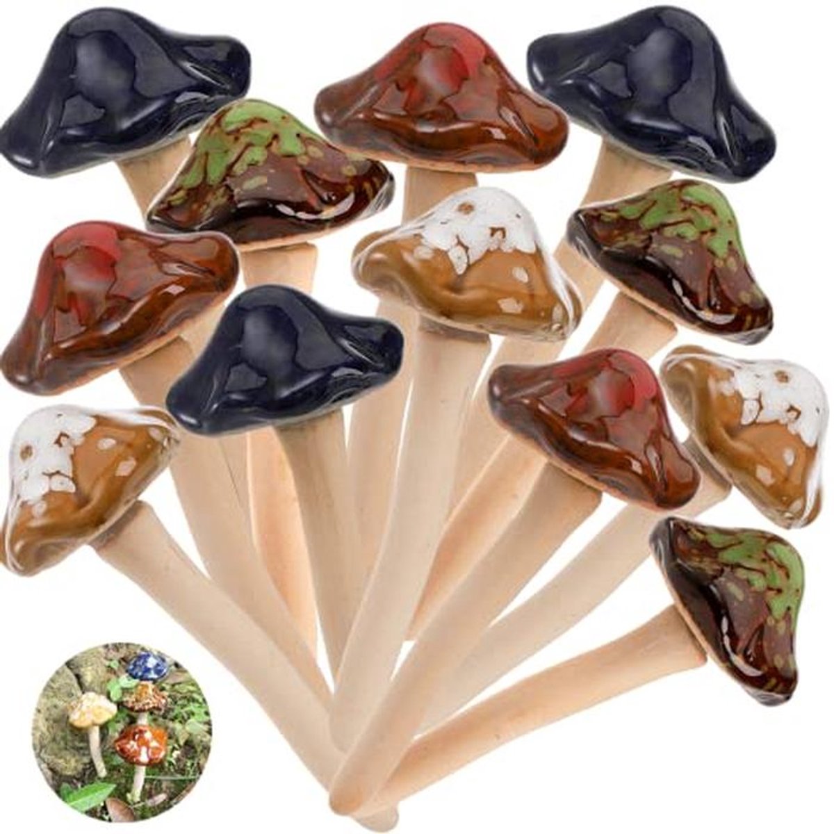 12 Pack Kleurrijke Tuin Paddestoelen voor Buiten en Binnen