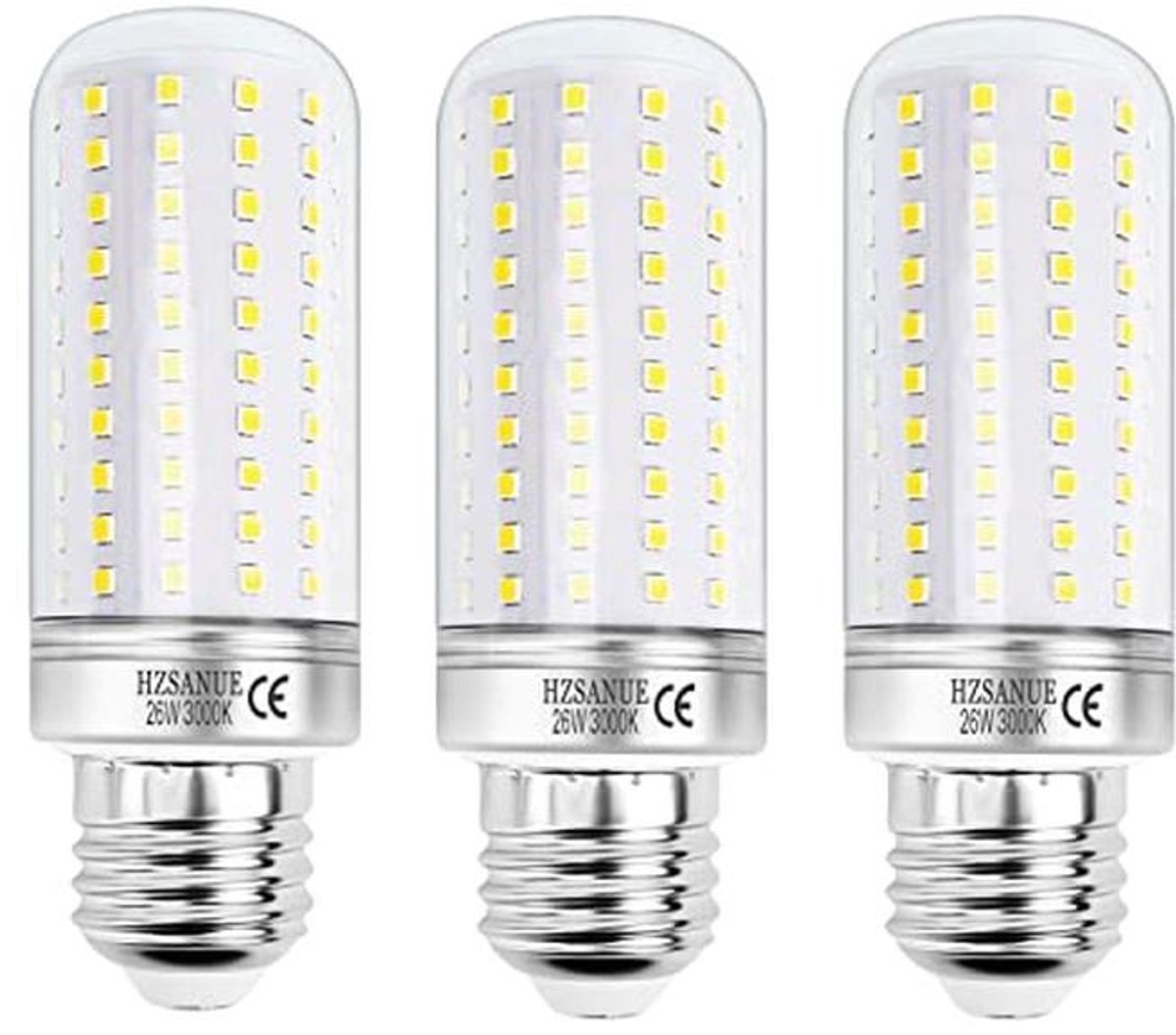 E27 LED Warm White Corn Lamp 26W - 200W Equivalent, 2900Lm, Non-Dimmable - Pack of 3