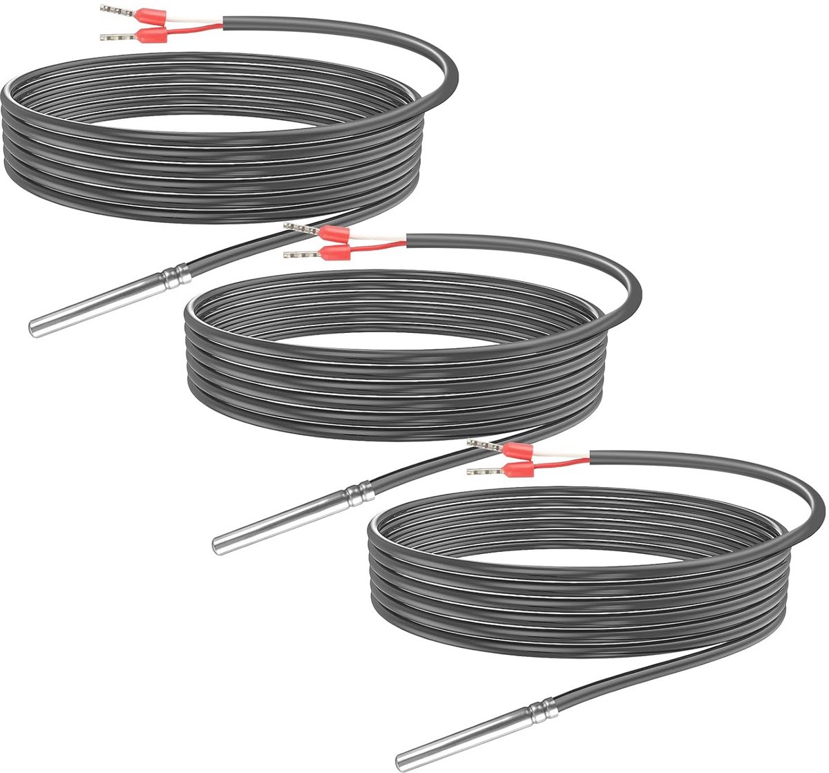 3 Stuks Waterdichte Temperatuursensor met PVC-kabel voor Roestvrijstalen Buizen - Temperatuurbewaking