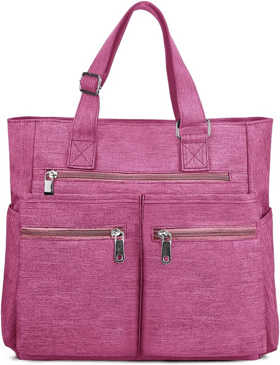 Waterdichte Laptoptas 15.6 inch Tote Tas Schoudertas voor Werk en School - Roze