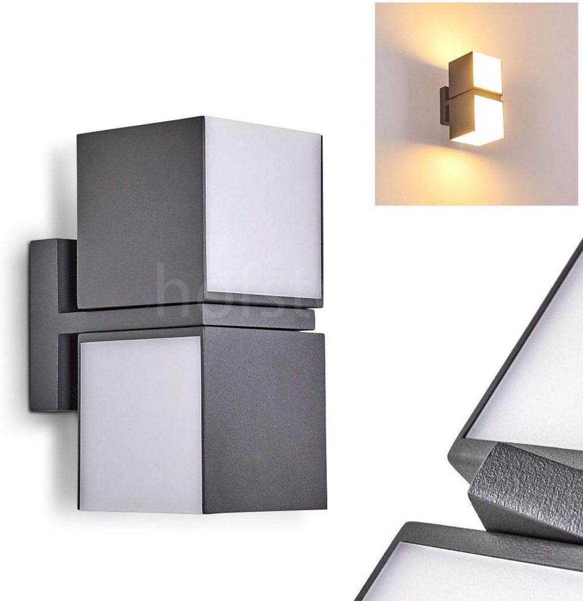 Verstelbare LED Buitenwandlamp Antraciet Wit - Waterdicht IP44