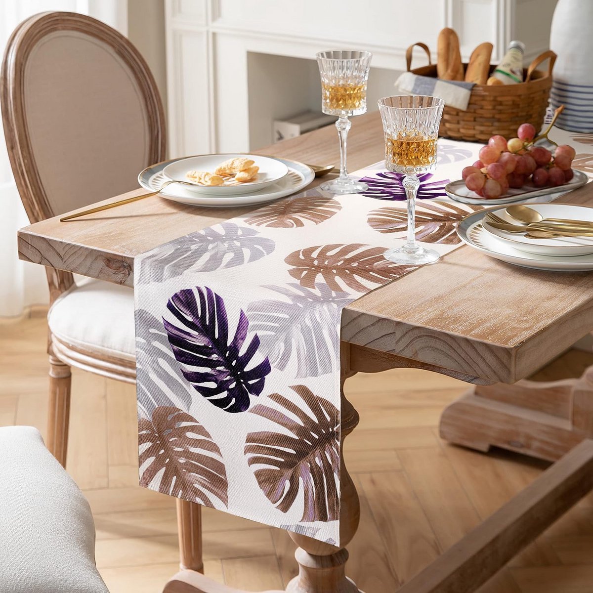 Tafelloper Bladpatroon voor Eettafel - Moderne Tafeldecoratie voor Woonkamer - 40 x 140 cm