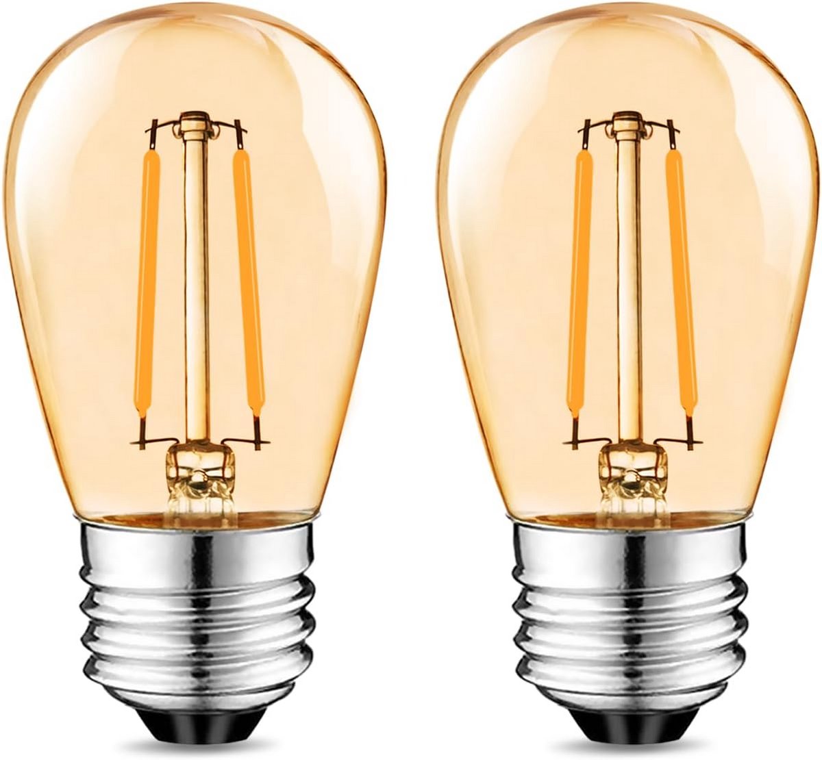 E27 LED Lamp Warm Wit 2W Mini Globe Vervanging voor 15W Gloeilamp 2700 Kelvin Amber 2-Pack