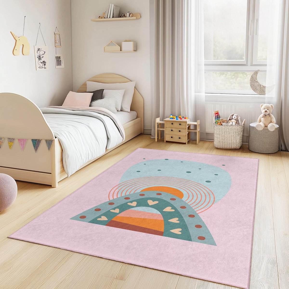 Mila Home - Kindertapijt Rechthoek - Vloerkleed Kinderkamer Tapijt - Speeltapijt - Wasbaar - Antislip - OEKO-TEX Gecertificeerd - 619 4