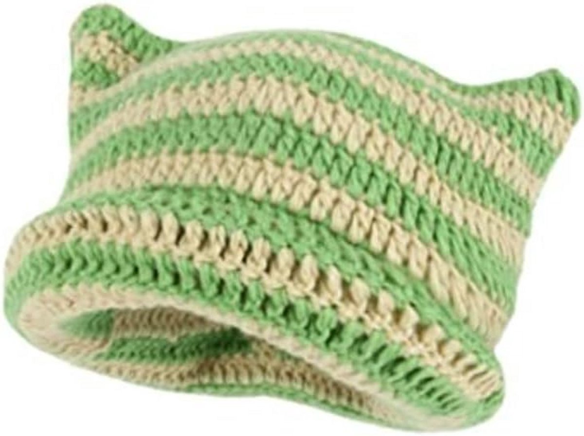 Gehaakte Damesmuts Katten Baret Vintage Stijl Grunge Accessoires