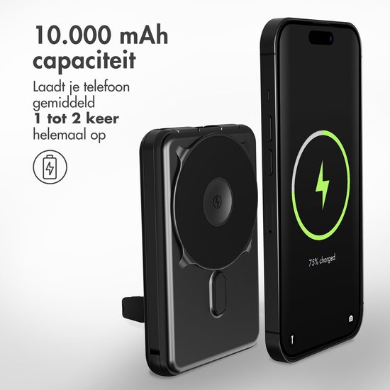 imoshion® Powerbank 10000 mAh met geïntegreerde kabels - Geschikt voor MagSafe - Snellader - USB C - LED-Display - Magnetische Powerbanks - Noodpakket