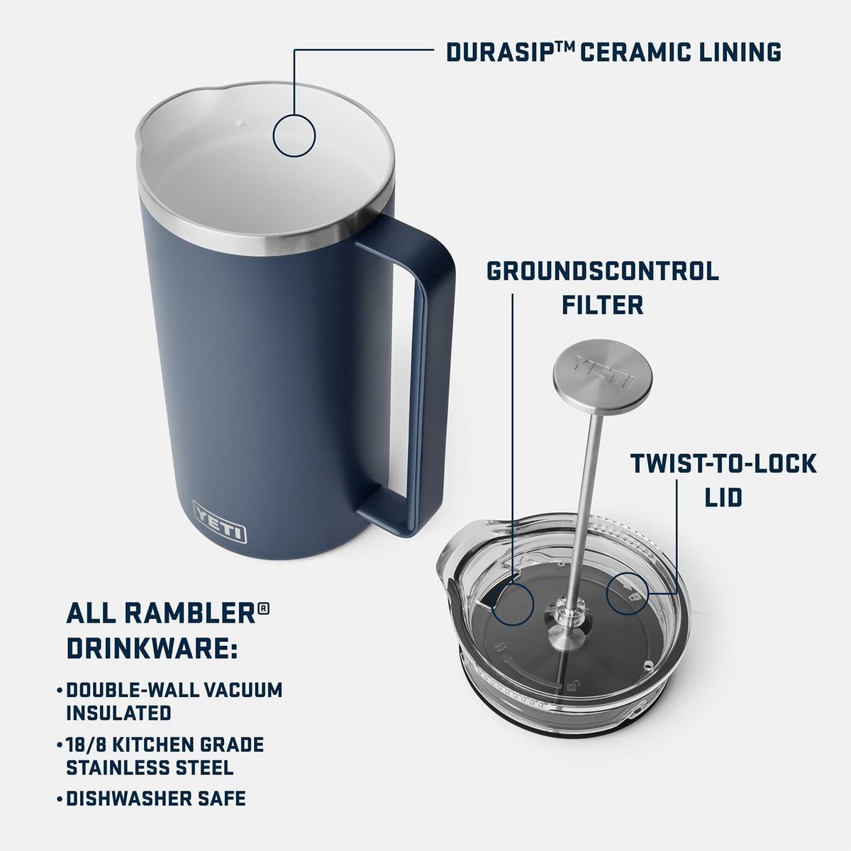 RVS French Press met Dubbelwandige Isolatie 1 Liter