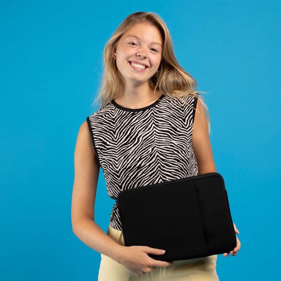 imoshion Laptop sleeve met vak - Laptop Hoes geschikt voor 13 / 13.3 / 13.6 inch - Zwart