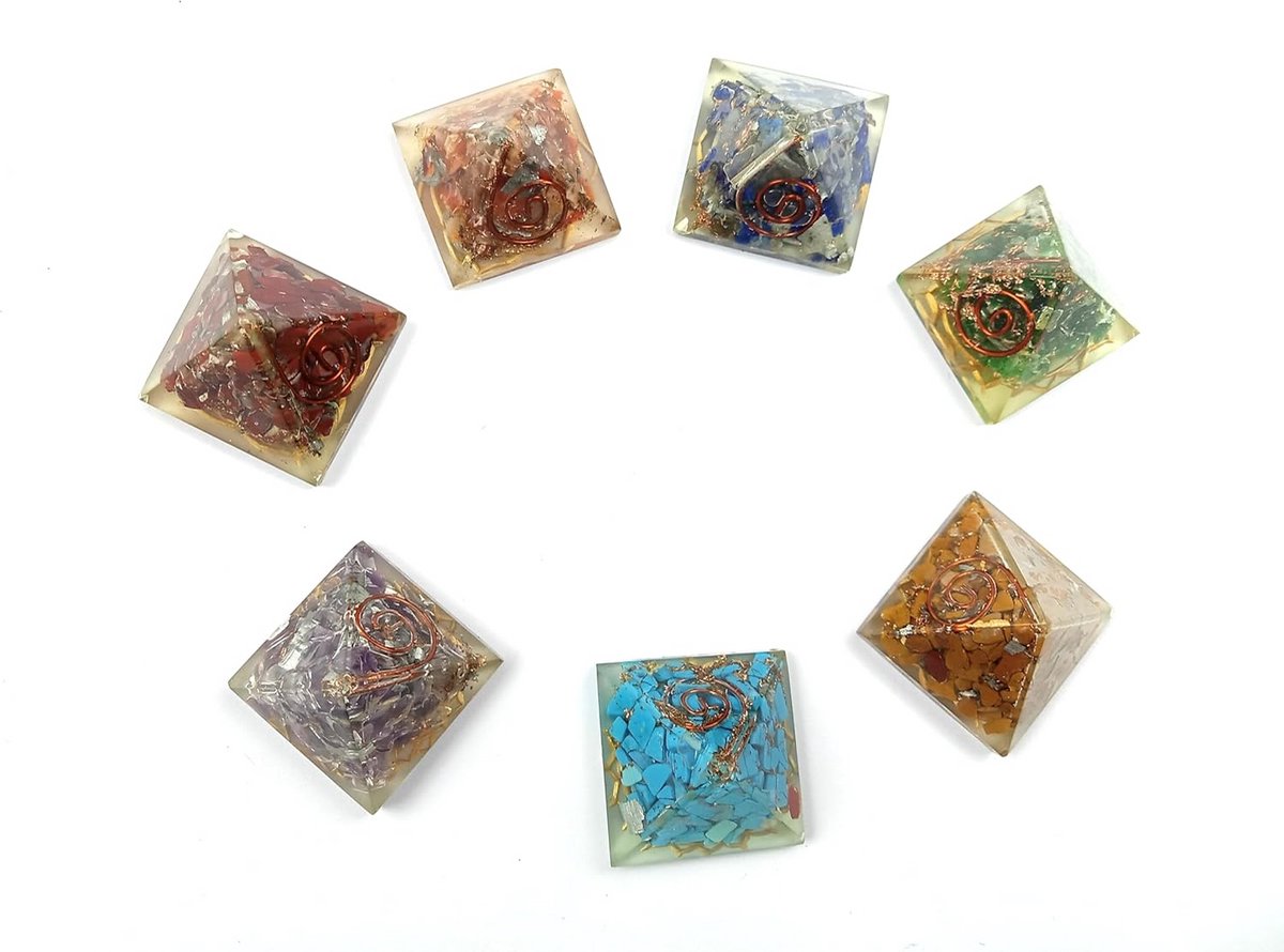 7 Chakra Kristallen Set voor Balans en Positieve Energie met Koperen Spoel