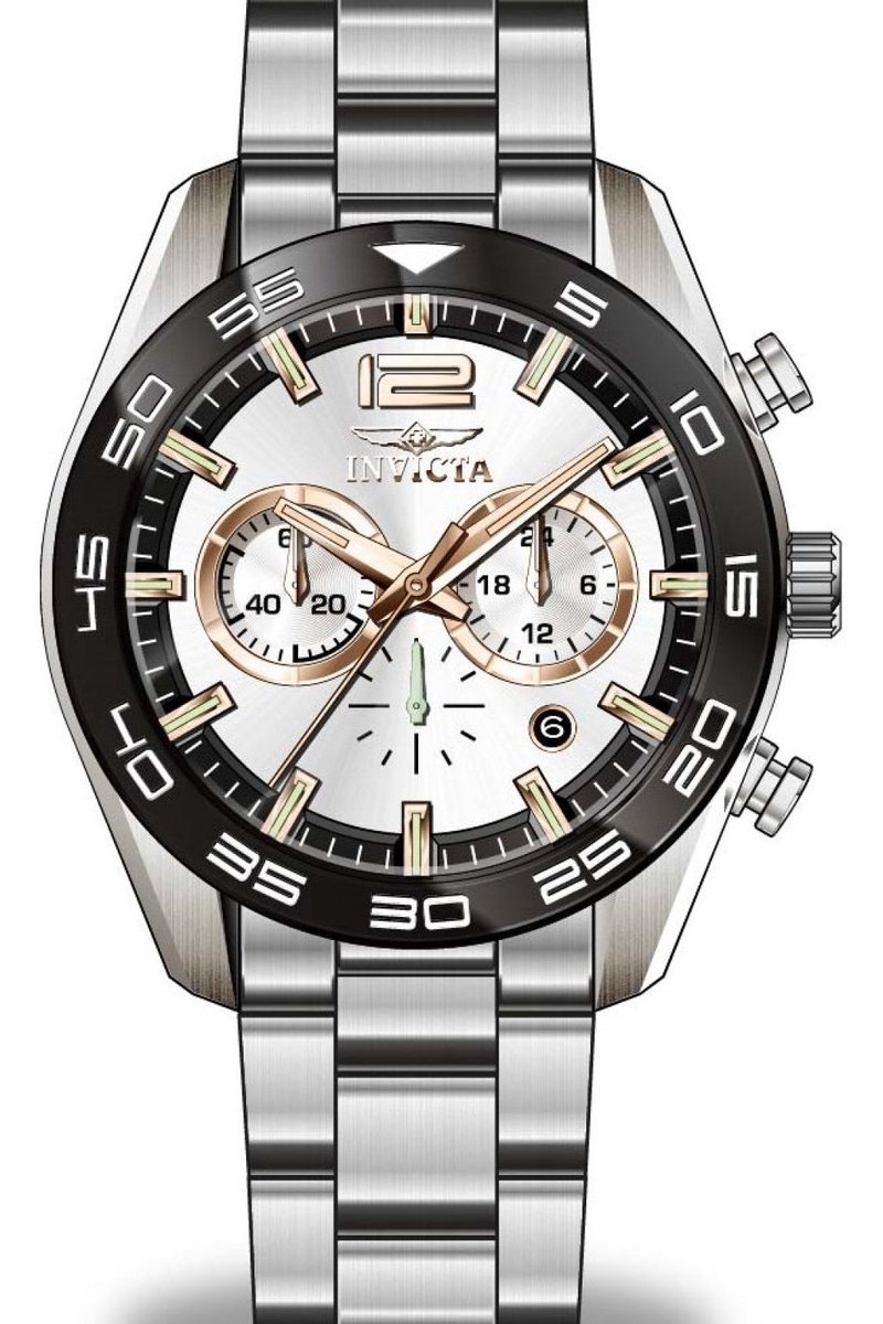 Invicta Speedway 50178 Heren Horloge - Waterdicht - Analoog - Quartz Uurwerk - Roestvrij Staal met zilveren Wijzerplaat - 46mm