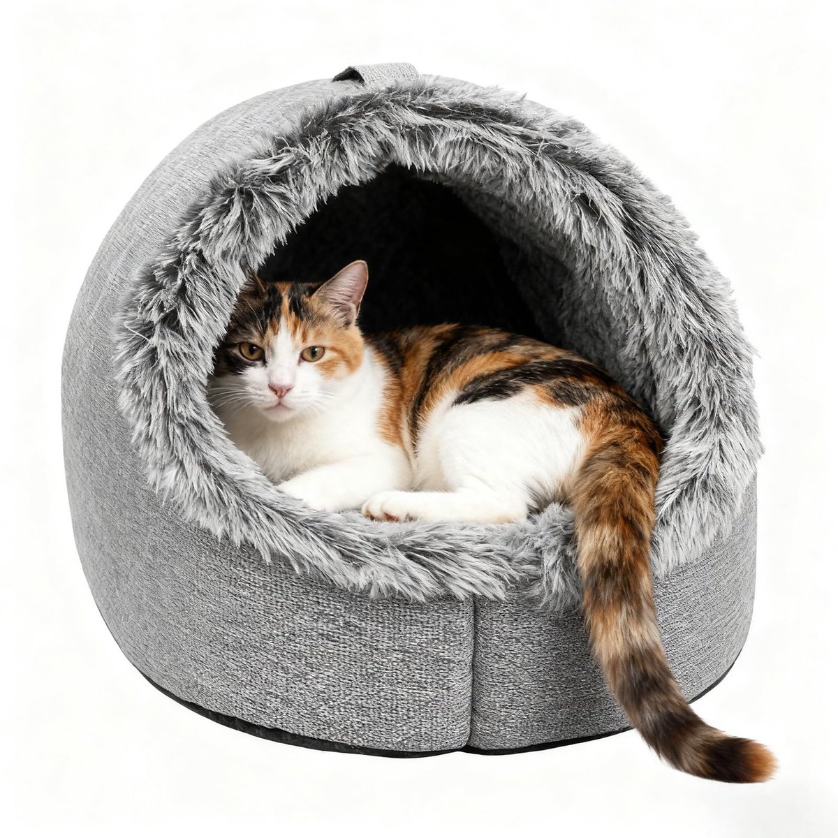 Kattenhuis Voor Buiten, Winterbestendig Kattenbed, Waterdicht, Opvouwbaar Kattenbed/Kattengrot, Weerbestendige Kattengrot, Dierenhuis Met Pluche Kussen, Wasbare Kattentent Voor Kleine En Middelgrote Huisdieren, 40x33x30cm - Grijs