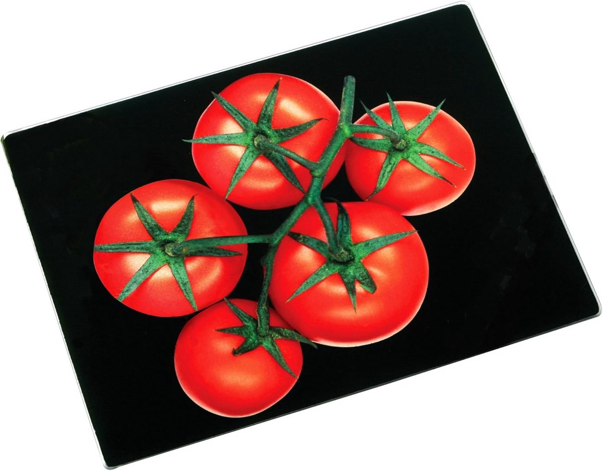 Zwarte Glazen Snijplank voor Tomaten en Groenten - Hittebestendig Keukenaccessoire