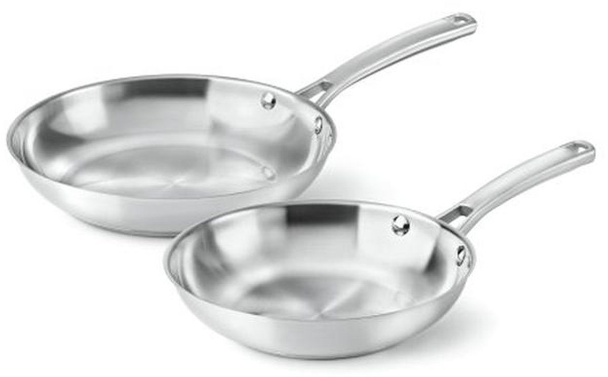 RVS Koekenpan Set 2-Delig - Ergonomische Handgrepen en Snelle Verwarming