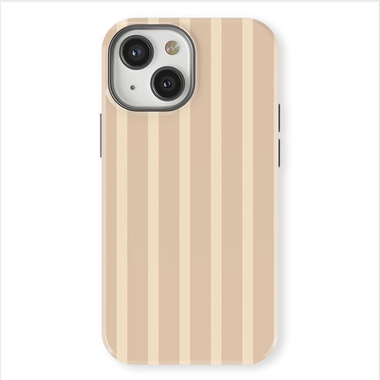 Mobiq - Stripes Backcover avec Magsafe compatible avec iPhone 13 - Milk Blush