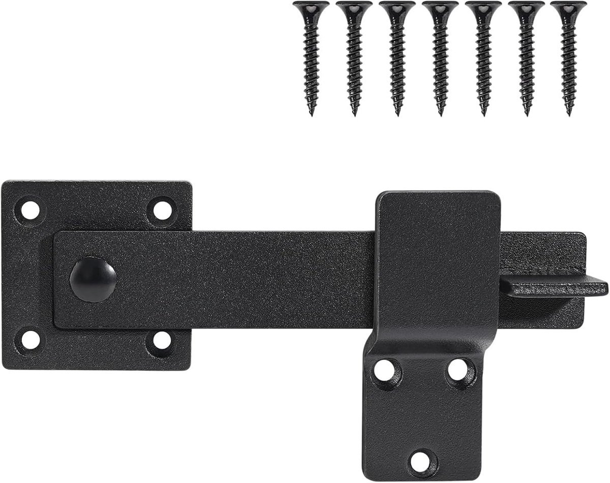 Stunq® Flip Gate Latch Lock met Hangslot Gaten - 5,5 Inch Heavy Duty Schuur Deurslot - Flip Hek Gate Latch voor Schuif- en Swing Open Deur - Outdoor Gate, Schuur, Garage, Tuin Mat Zwart