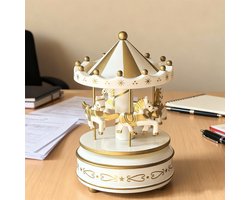Muziekdoos in de vorm van een draaimolen, elegant draaiend, een Valentijnscadeau - gouden ster.