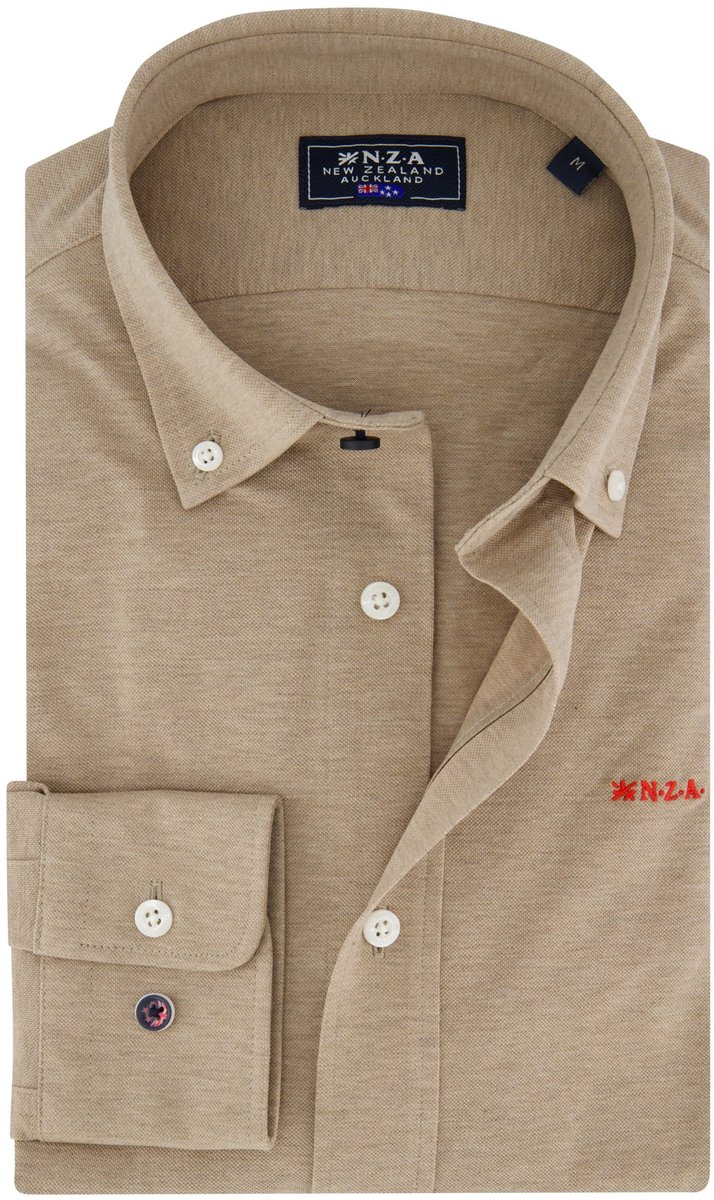NZA overhemd Riley knitted beige 100% katoen