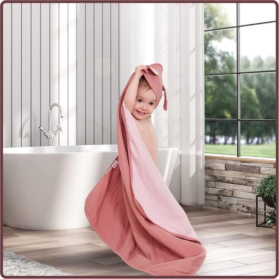 Hooded Baby Badhanddoek Kinderen Jongens Meisjes 85x85cm Katoen — afbeelding 4