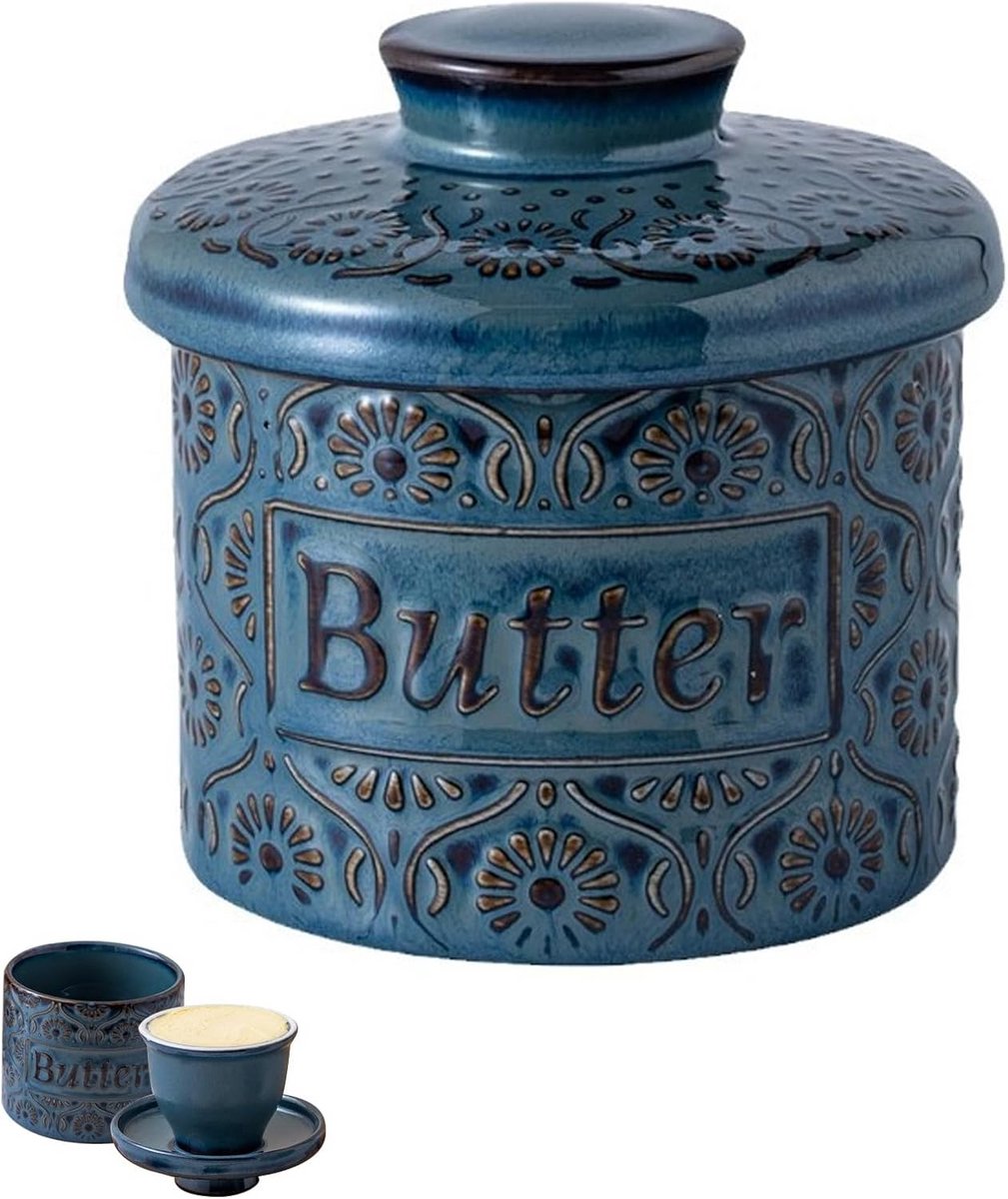 Ceramische Boterkuip met Water voor Verse en Smeerbare Boter (250g)