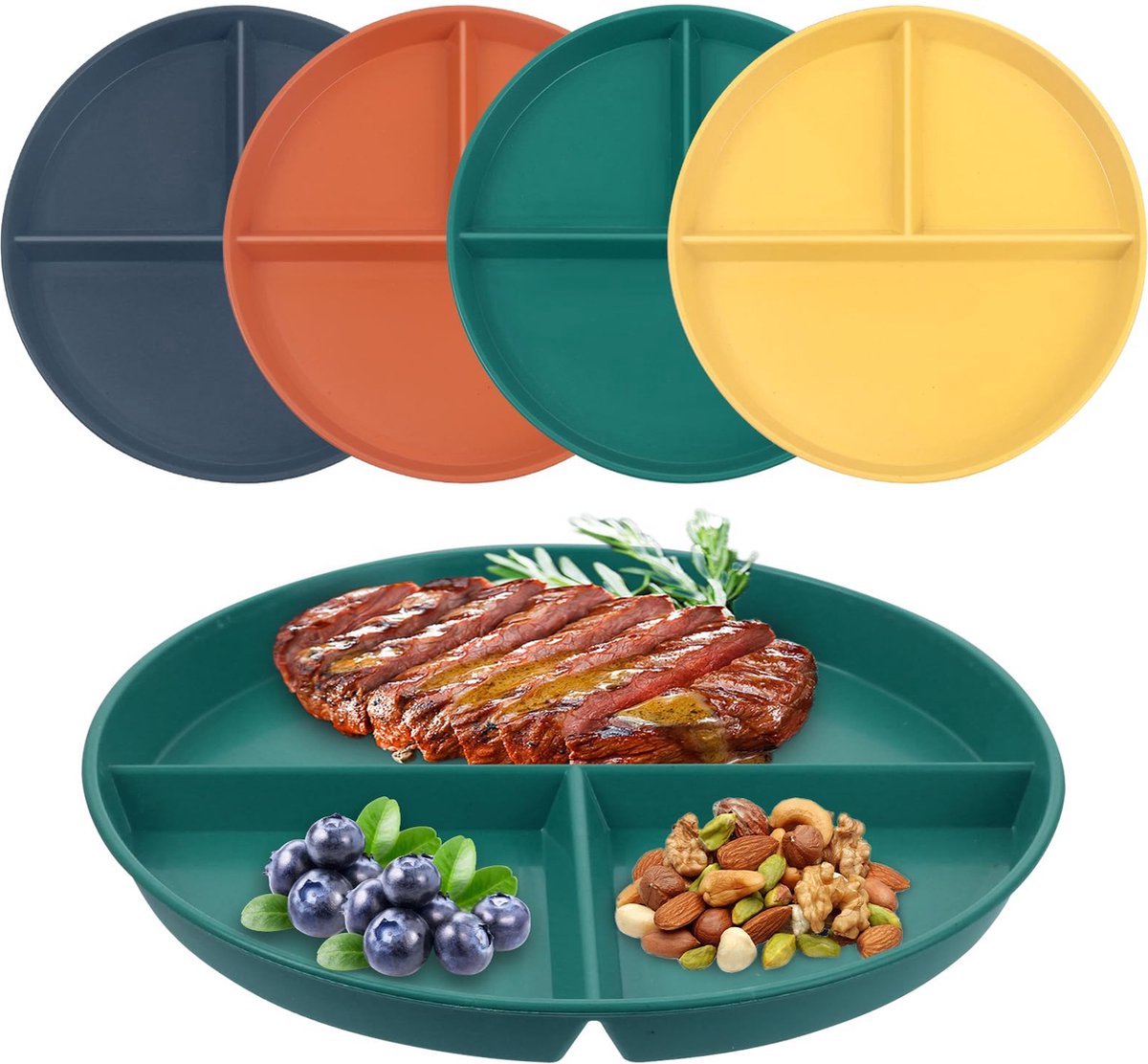 Stunq® Onbreekbare Gedeelde Maaltijdschalen Set voor Kinderen en Volwassenen, 4 Stuks