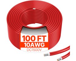 VEVOR 30,48m Zonnepaneelkabel Zonnepaneelverlengkabel 6mm²/10awg IP67 PV-Kabel Rood