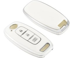 Autosleutel hoesje - TPU Sleutelhoesje - Sleutelcover - Autosleutelhoes - Geschikt voor Nissan - wit - D2 - Nissan Micra, Nissan Pulsar, Nissan Murano, Nissan Juke, Nissan Qashqai, Nissan Ariya, Nissan Leaf, Nissan Xtrail, Nissan Primastar, Nissan I