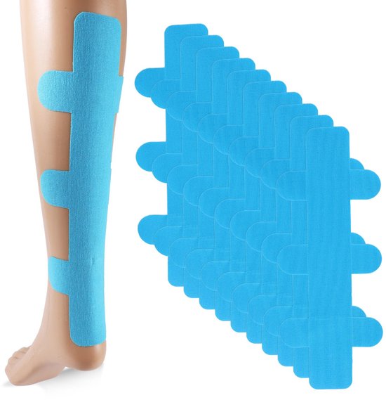 Foto: 10 stuks voorgesneden kinesiologietape voor achillespees ademende latexvrije sporttape elastische sporttapestrips kinesiologiepleister biedt stabiliteit voor achillespees en spierondersteuning 