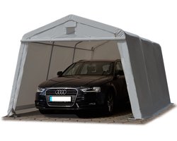 TOOLPORT Tentgarage 3,3 × 4,7 m Premium Carport van PE 600 N – Overkapping / Opslagtunnel, Grijs