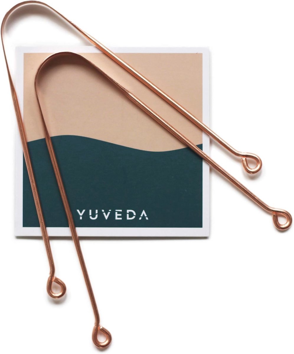 Tongreiniger van koper - 2 Ayurveda tongschrapers voor effectief mondverzorging ritueel