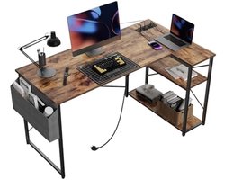 PromoHome L-vormig Klein Hoekbureau met Stopcontacten - 100x70 cm voor Studie Speel Werk Slaapkamer Thuis Kantoor 