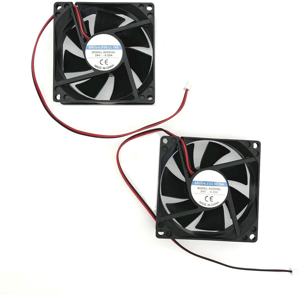 Kleine Stille Mini-Ventilator 80x80x25mm 2-polig DC 24V, 8025, Geschikt voor PC en 3D-printer