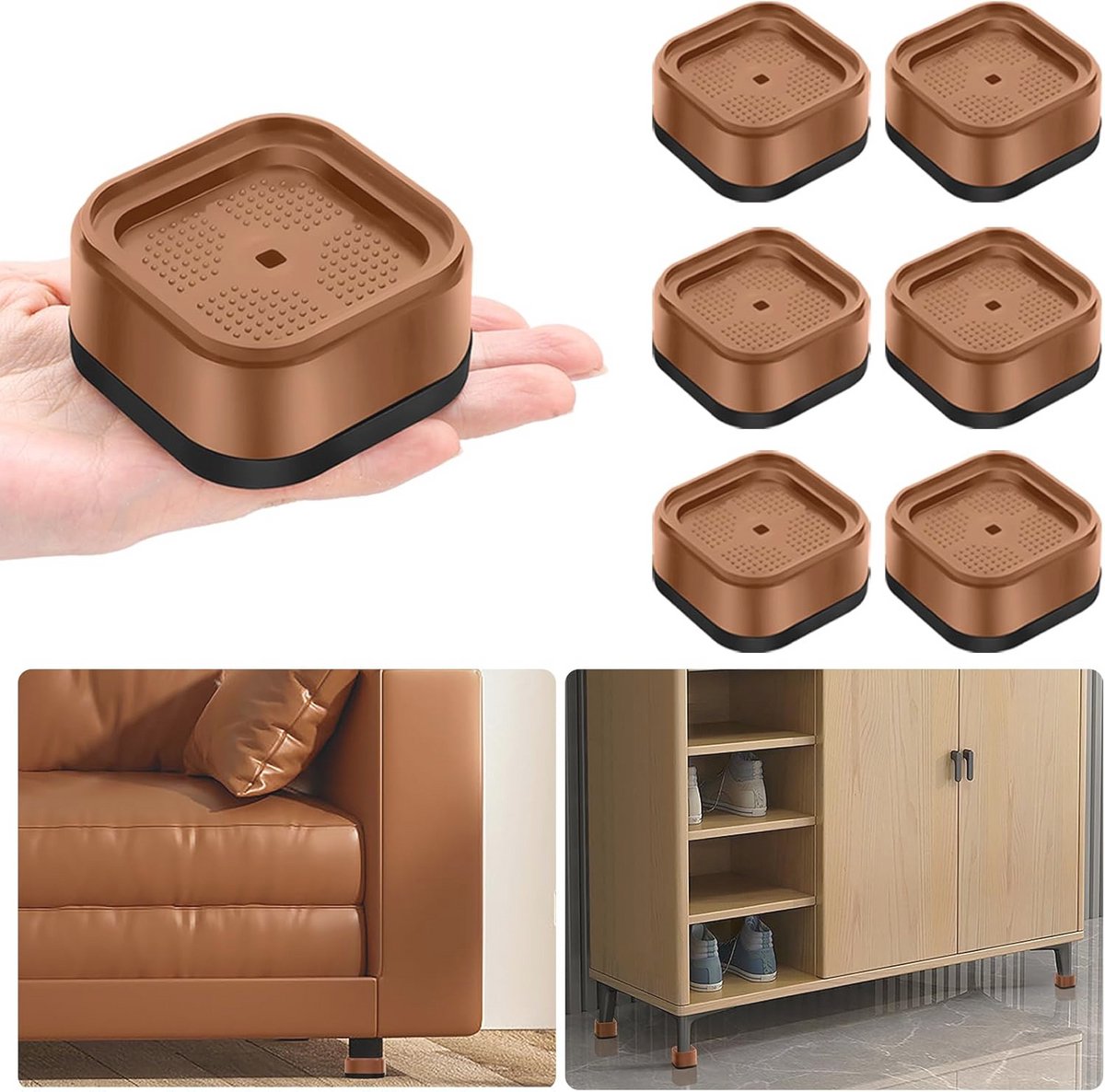 Meubelverhogers Set van 4 - Verstelbare Hoogte 1-3 Inch voor Bed, Tafel, Stoel, Bank