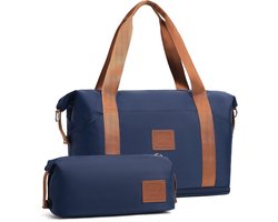 COOLIFE Ryanair Reistas voor dames, 40 x 20 x 25 cm, handbagage, tas, weekendtas, zwemtas, waterdicht, reistas, duffle bag, trainingstas voor vrouwen, blauw, 2-teiliges Set, Weekender Bag, zwemtas