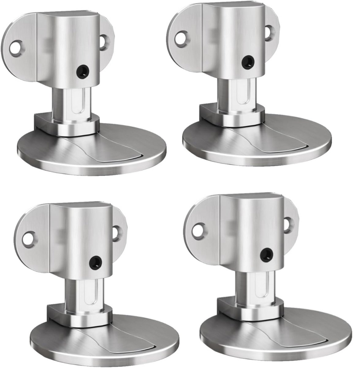 Onzichtbare magnetische deurstopper set - Verstelbare deurstopper voor diverse deurtypes met boor- en plakopties (4 stuks, zilver)