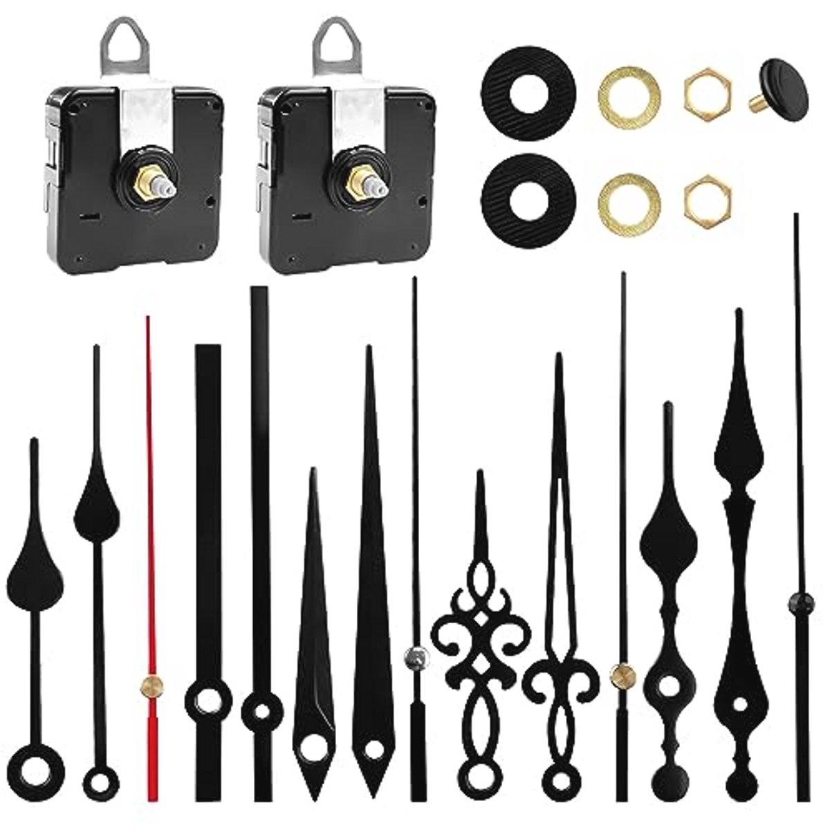 Wandklok Mechanisme Set met Wijzers - Zwart, Geruisloos, Ideaal voor Klokbouw en Reparatie