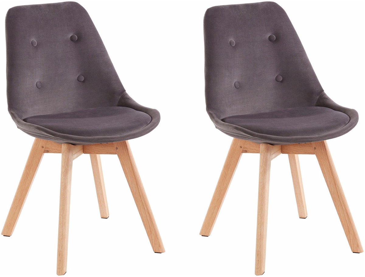 Notio Living Oldham-Eetkamerstoel - Antraciet Stof - Set van 2 Grijs