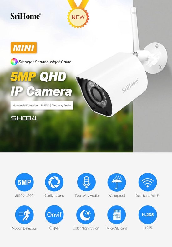 Mini WiFi Surveillance IP-camera met 5MP, QHD 1920P en nachtzicht van MINI — afbeelding 2