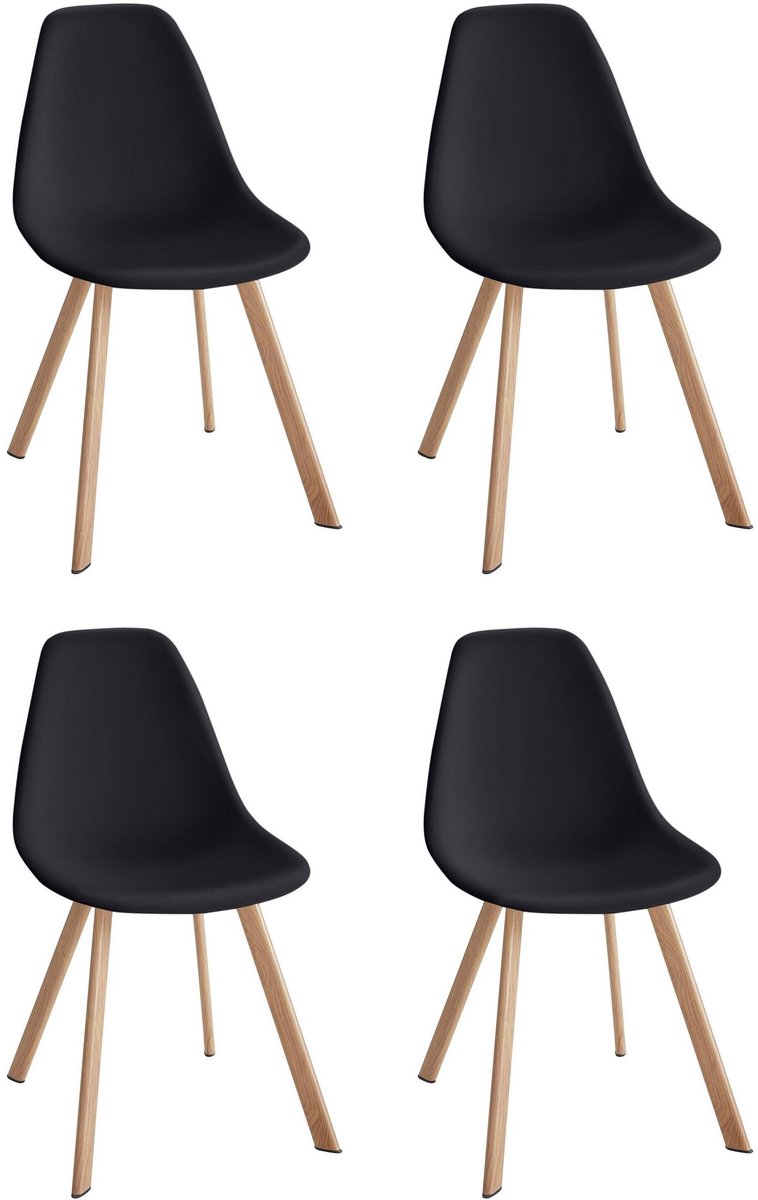 Notio Living Veneto-Eetkamerstoel - Set van 4 - Zwart Plastic