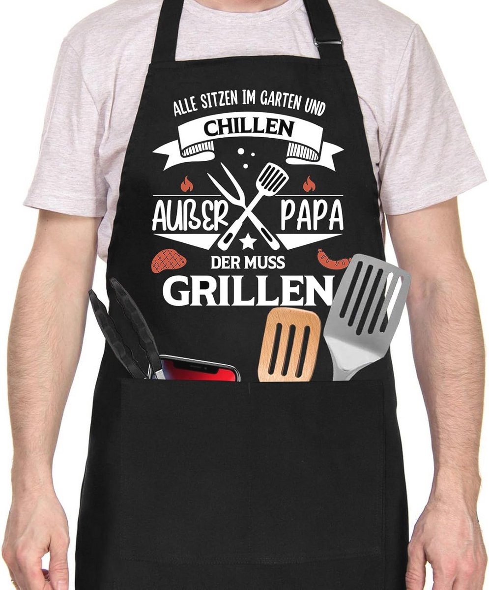 Barbecueschort voor mannen - Keukenschort voor koken en bakken zwart
